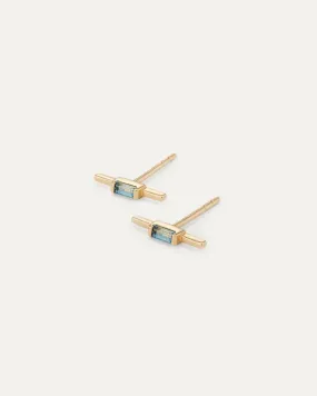 14K Gold London Blue Topaz Stud