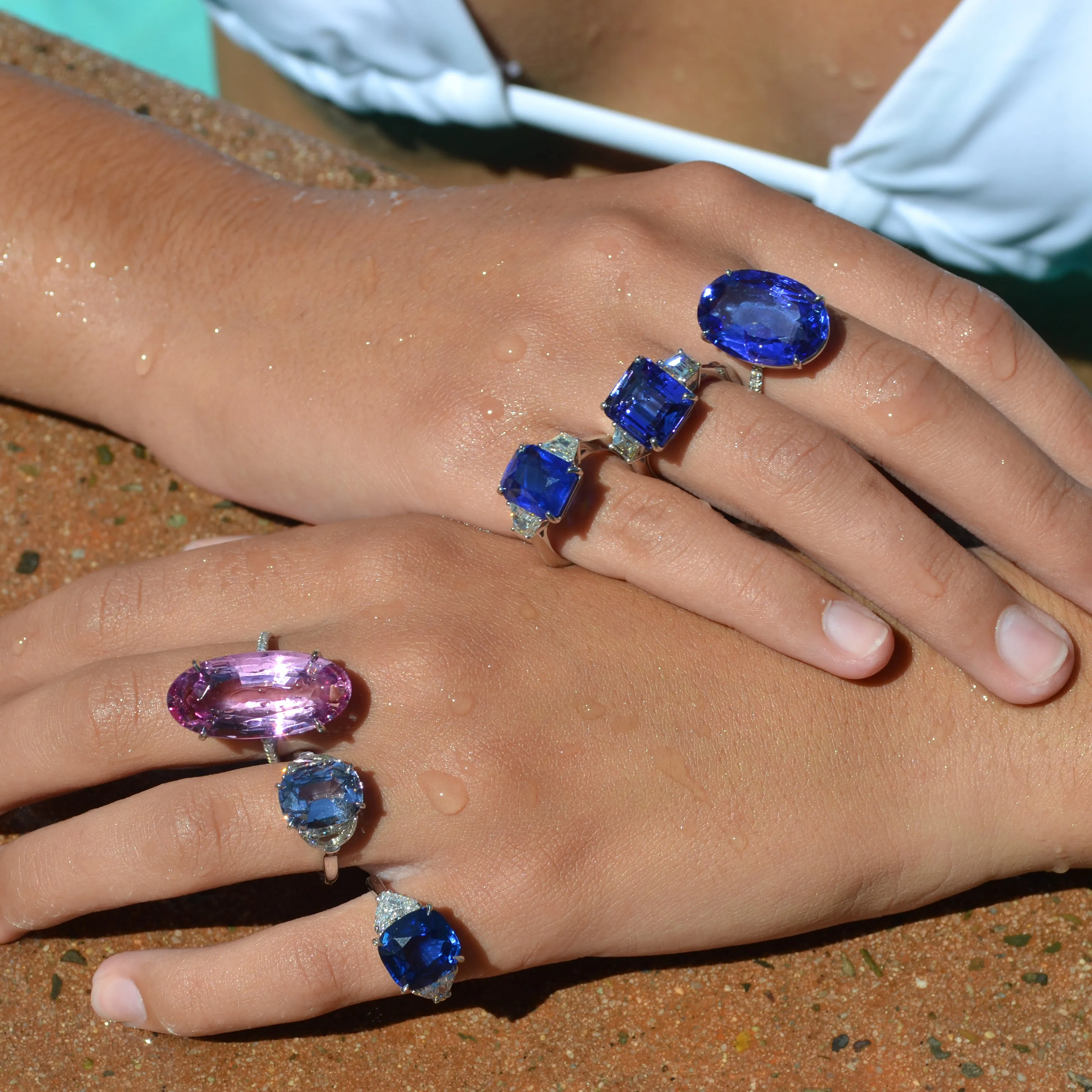 A & Furst - Party - One a Kind Cocktail Ring with Tanzanite and Diamonds, 18k White Gold