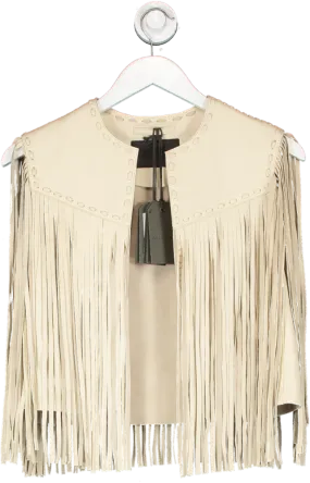 All Saints Cream Astral Tassel Sheep Leather Gilet UK 8