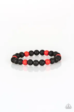 All Zen Red Stone and Black Lava Rock Stretch Bracelet - Paparazzi Accessories