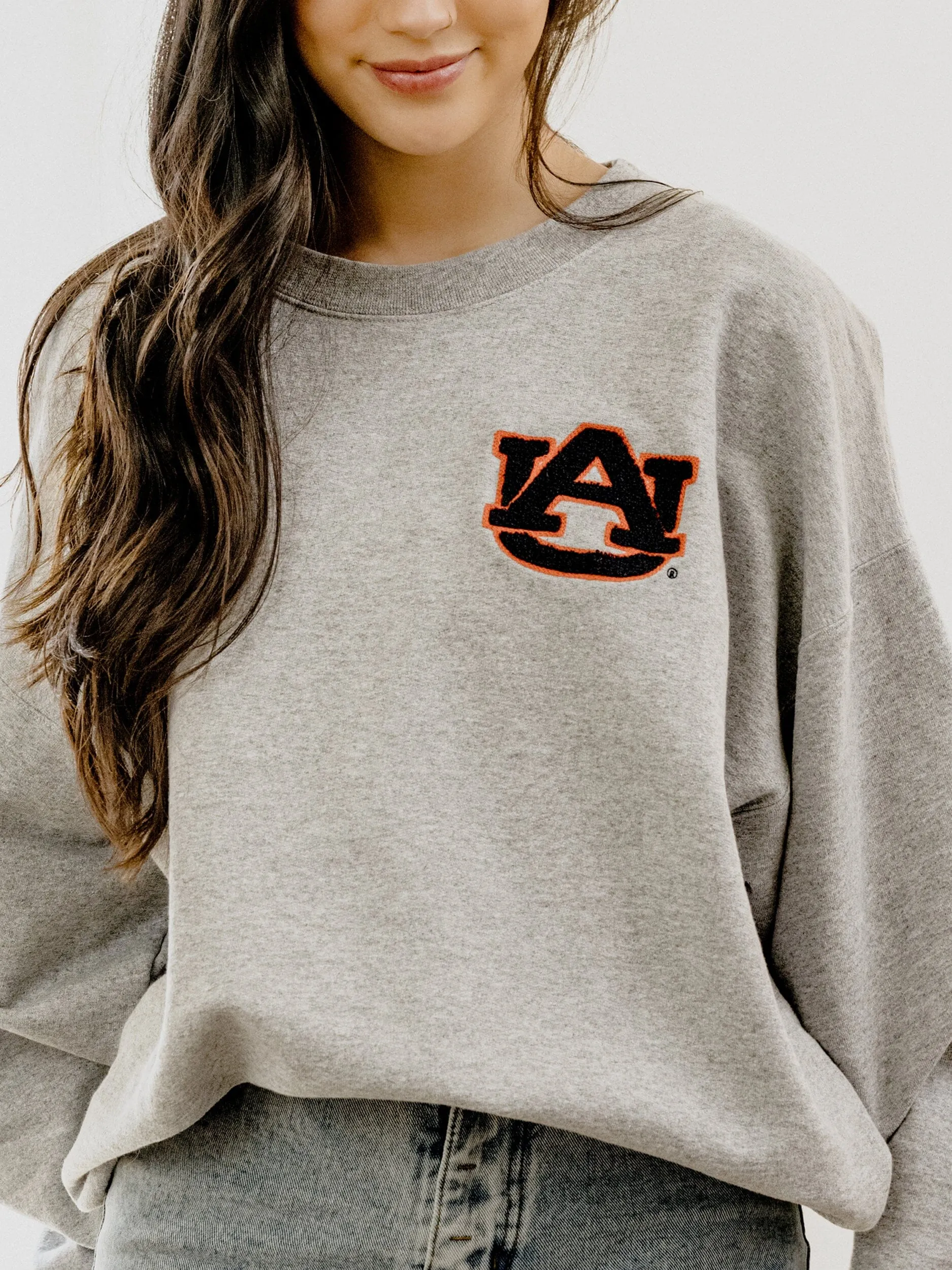 Auburn Tigers Chenille Patch Gray Sweatshirt