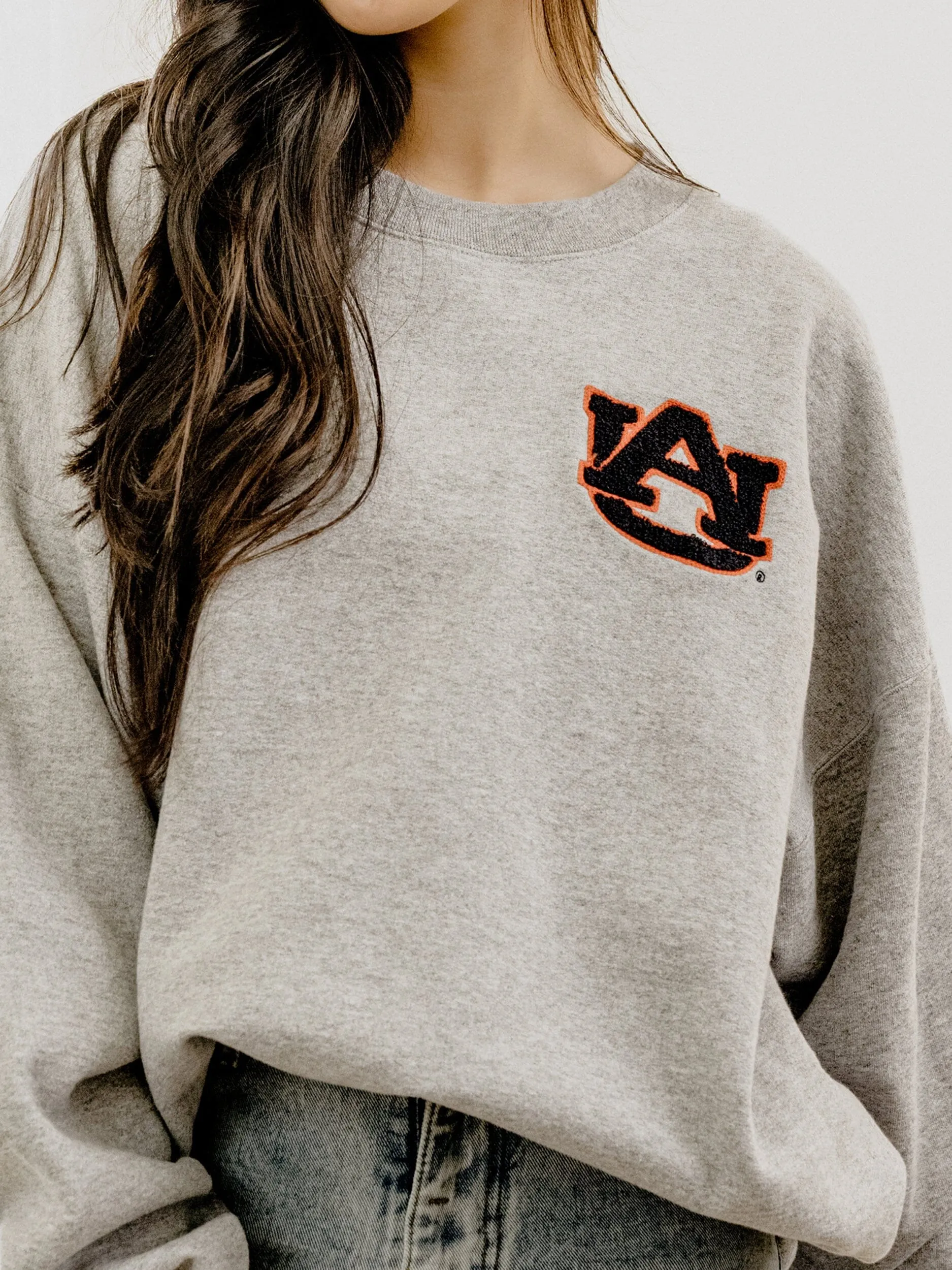 Auburn Tigers Chenille Patch Gray Sweatshirt