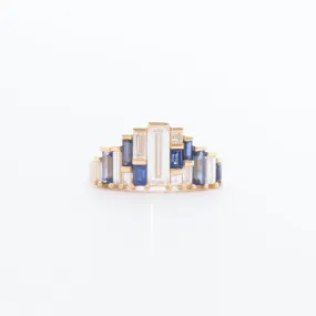 Baguette-Cut Sapphire and Diamond Tiara Ring