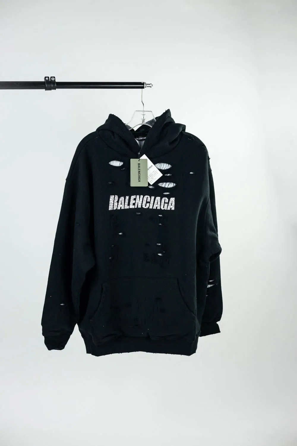 Balenciaga Destroyed Hoodie Black