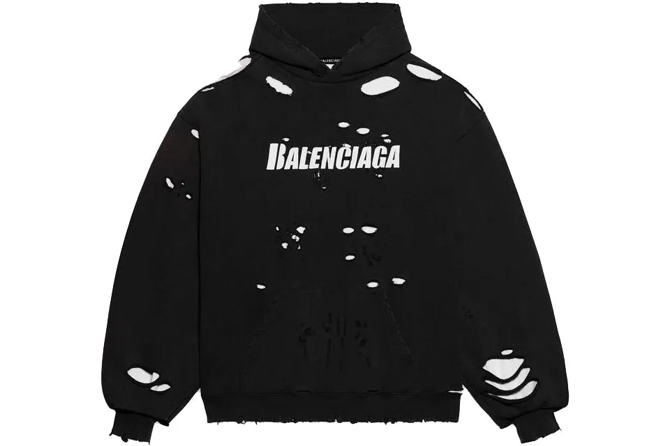 Balenciaga Destroyed Hoodie Black