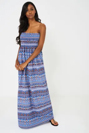 Bandeau Maxi Dress in Aztec Print