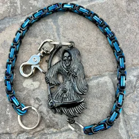 Black Grim Reaper Wallet Chain - Black & Blue Daytona Heritage - WC14H