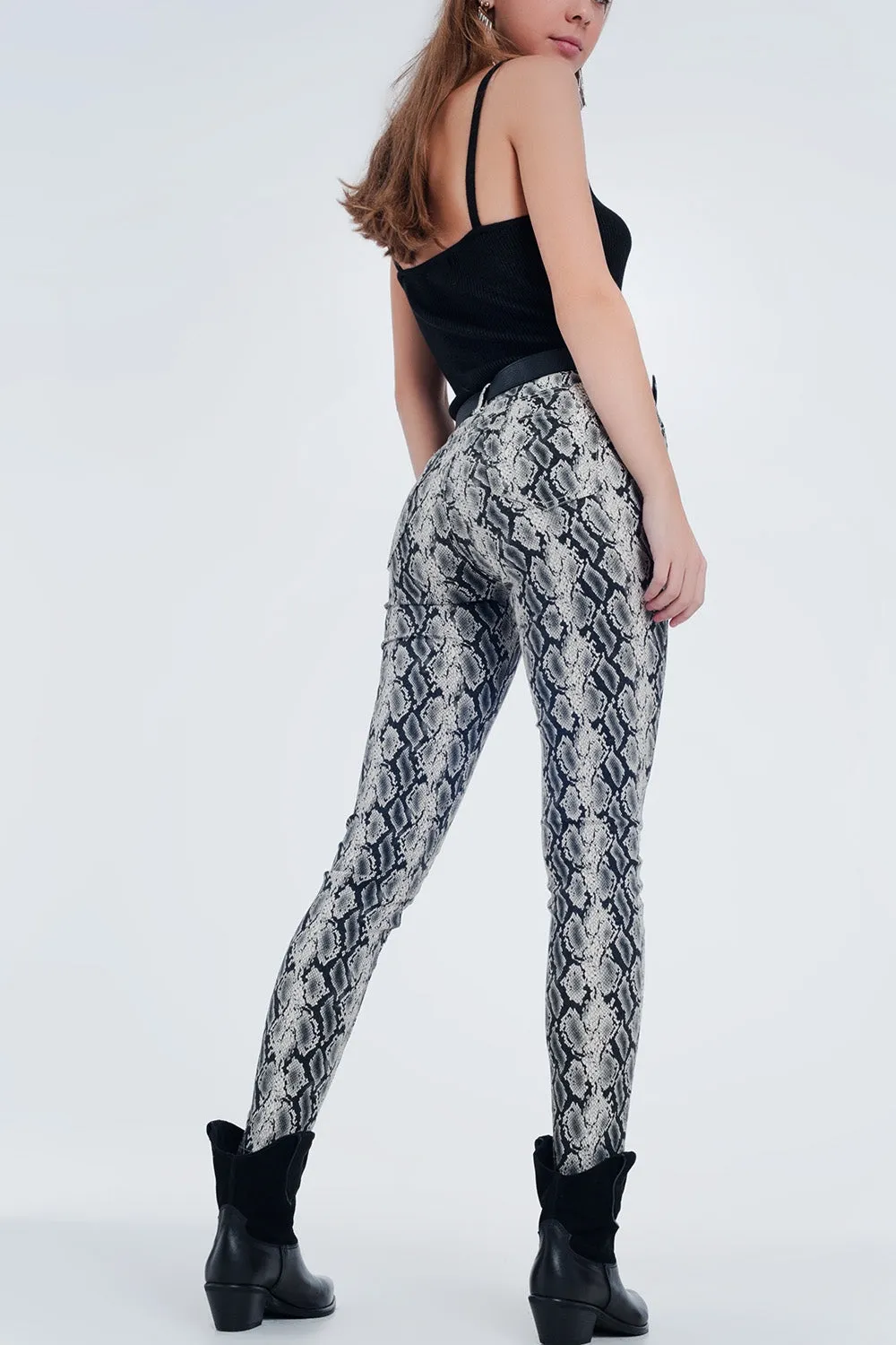 Black Pants with Snake Print