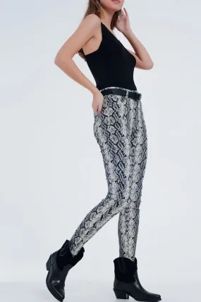 Black Pants with Snake Print