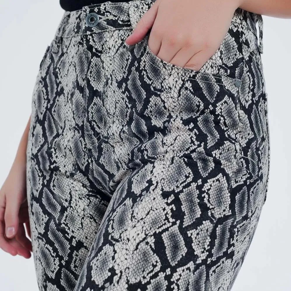 Black Pants with Snake Print