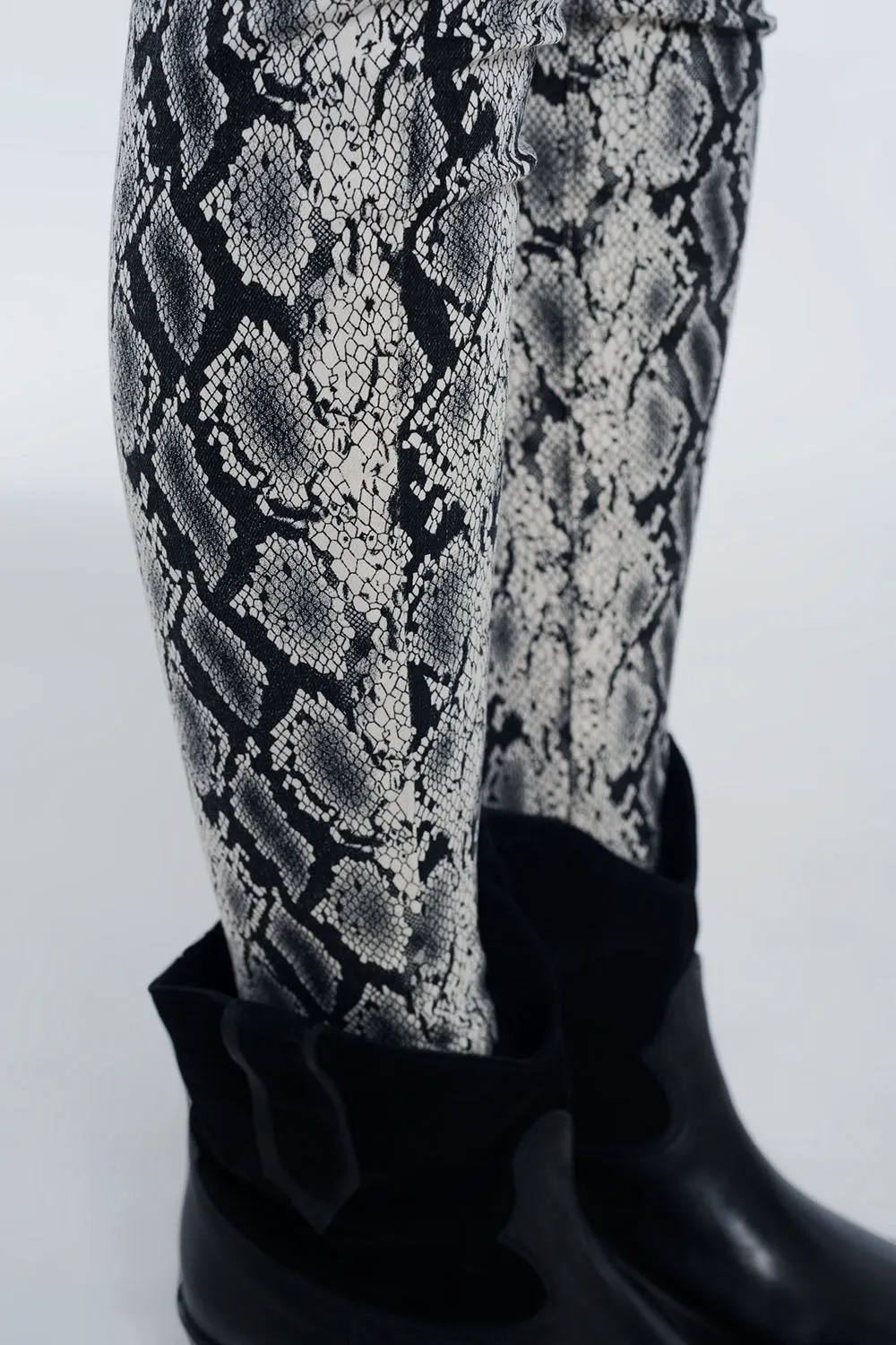 Black Pants with Snake Print