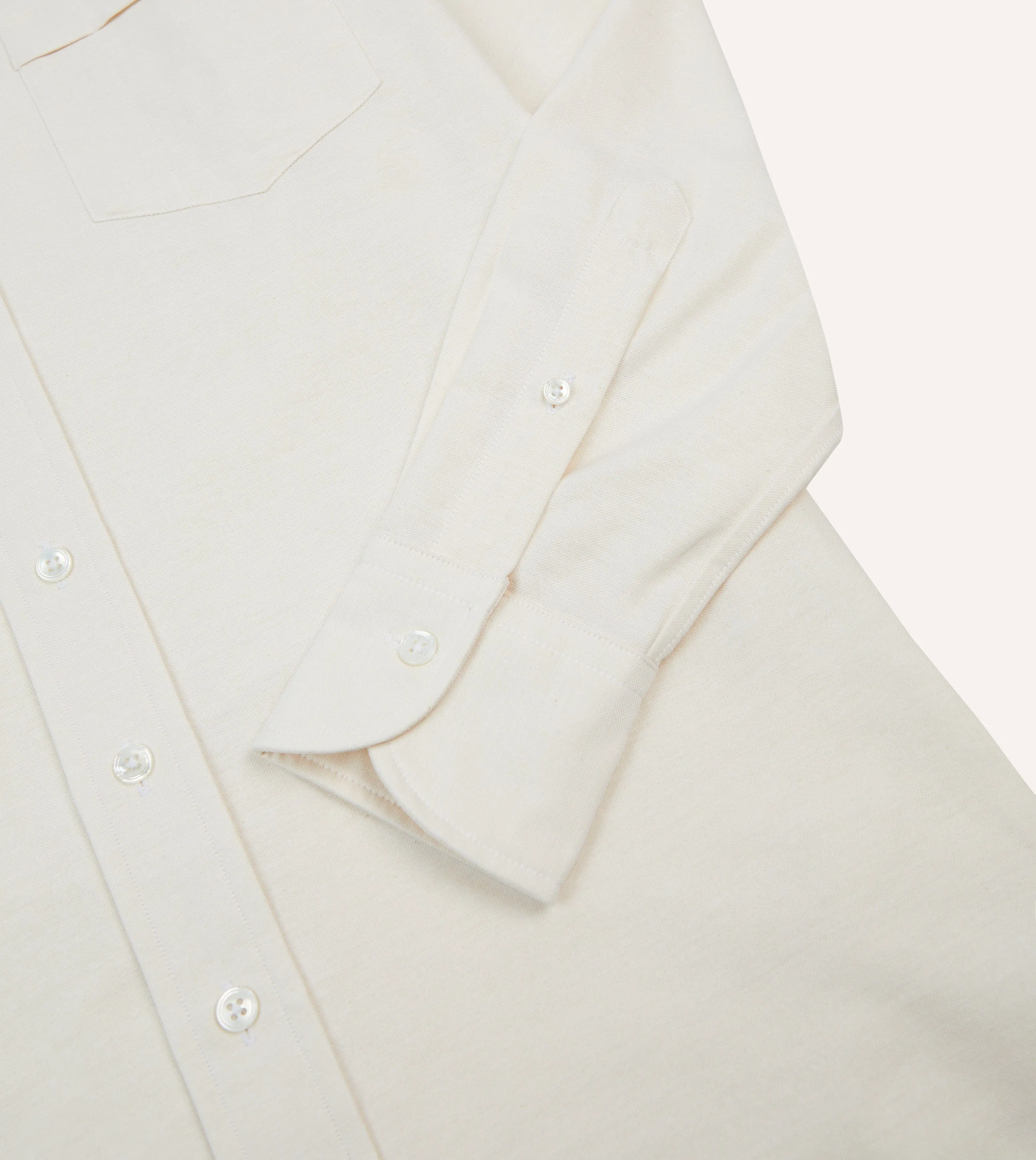 Cream Cotton Oxford Cloth Long Point Collar Shirt