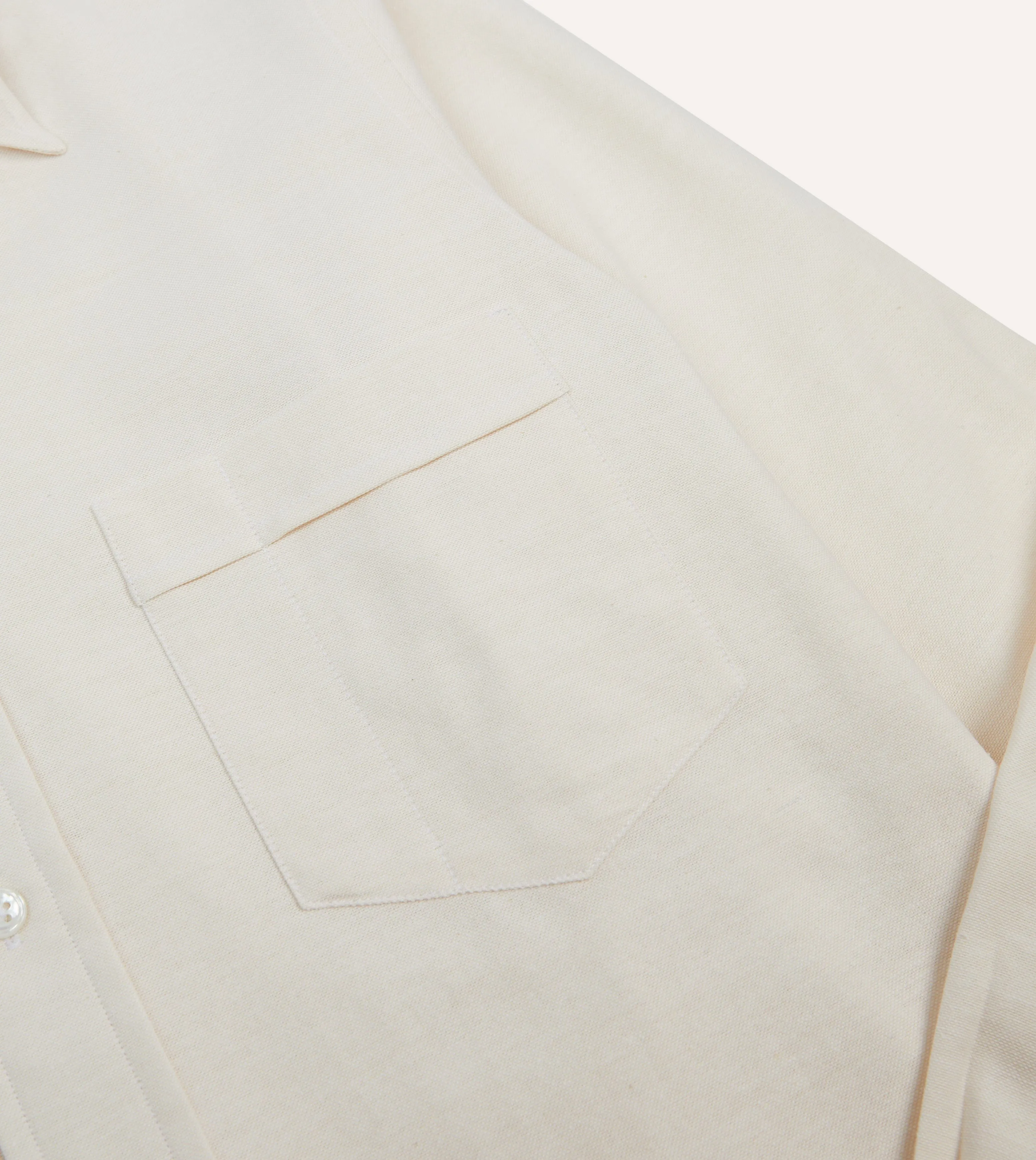 Cream Cotton Oxford Cloth Long Point Collar Shirt