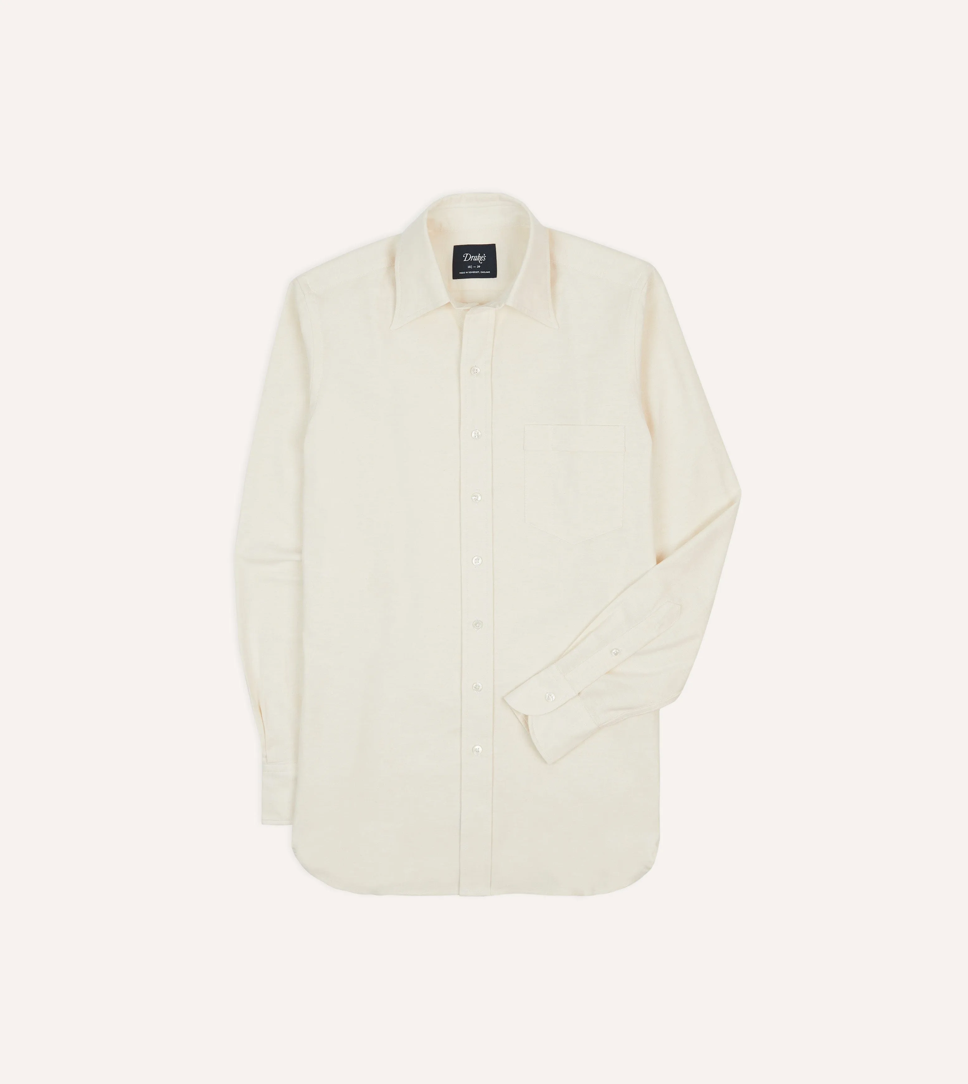 Cream Cotton Oxford Cloth Long Point Collar Shirt