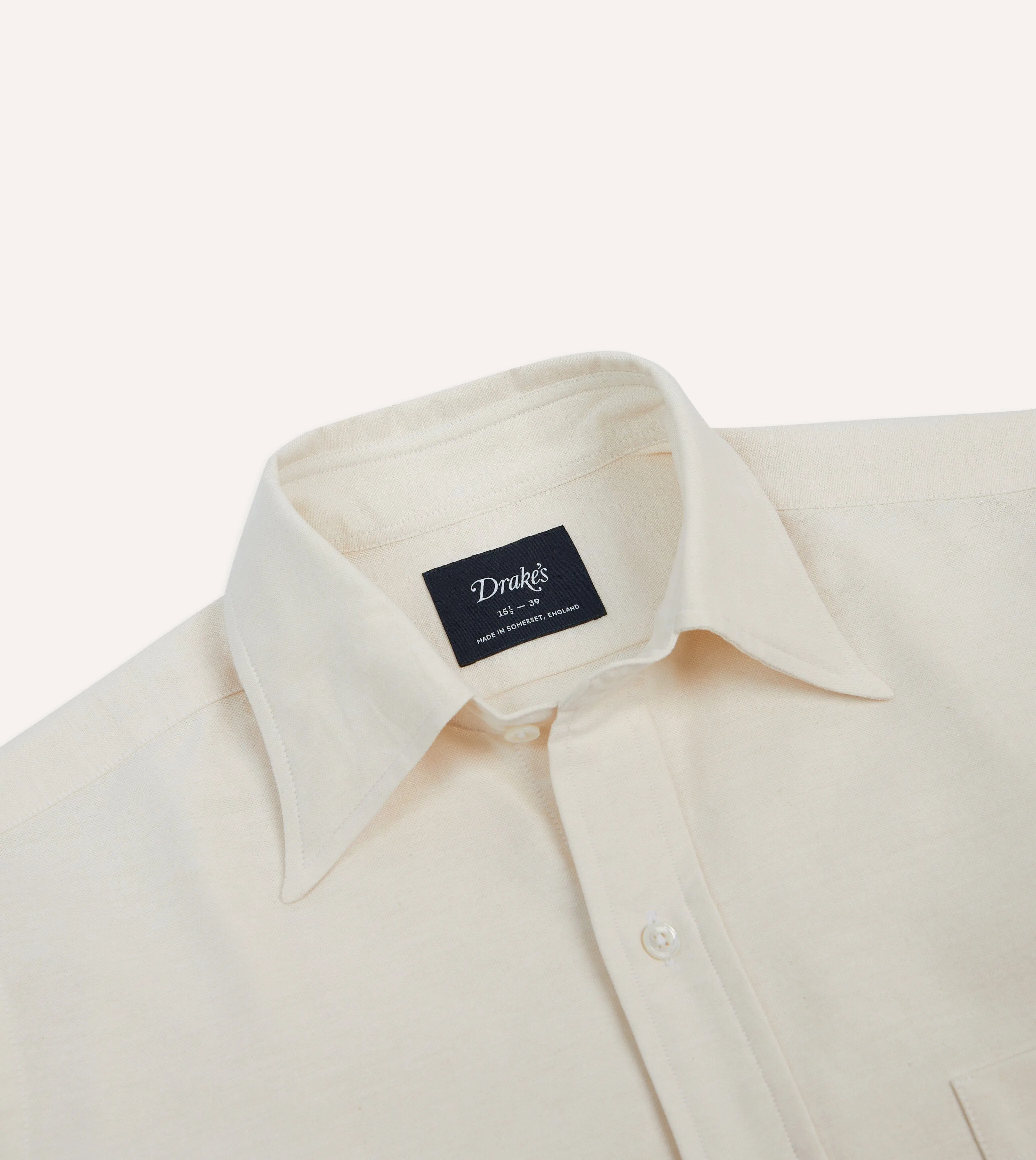 Cream Cotton Oxford Cloth Long Point Collar Shirt