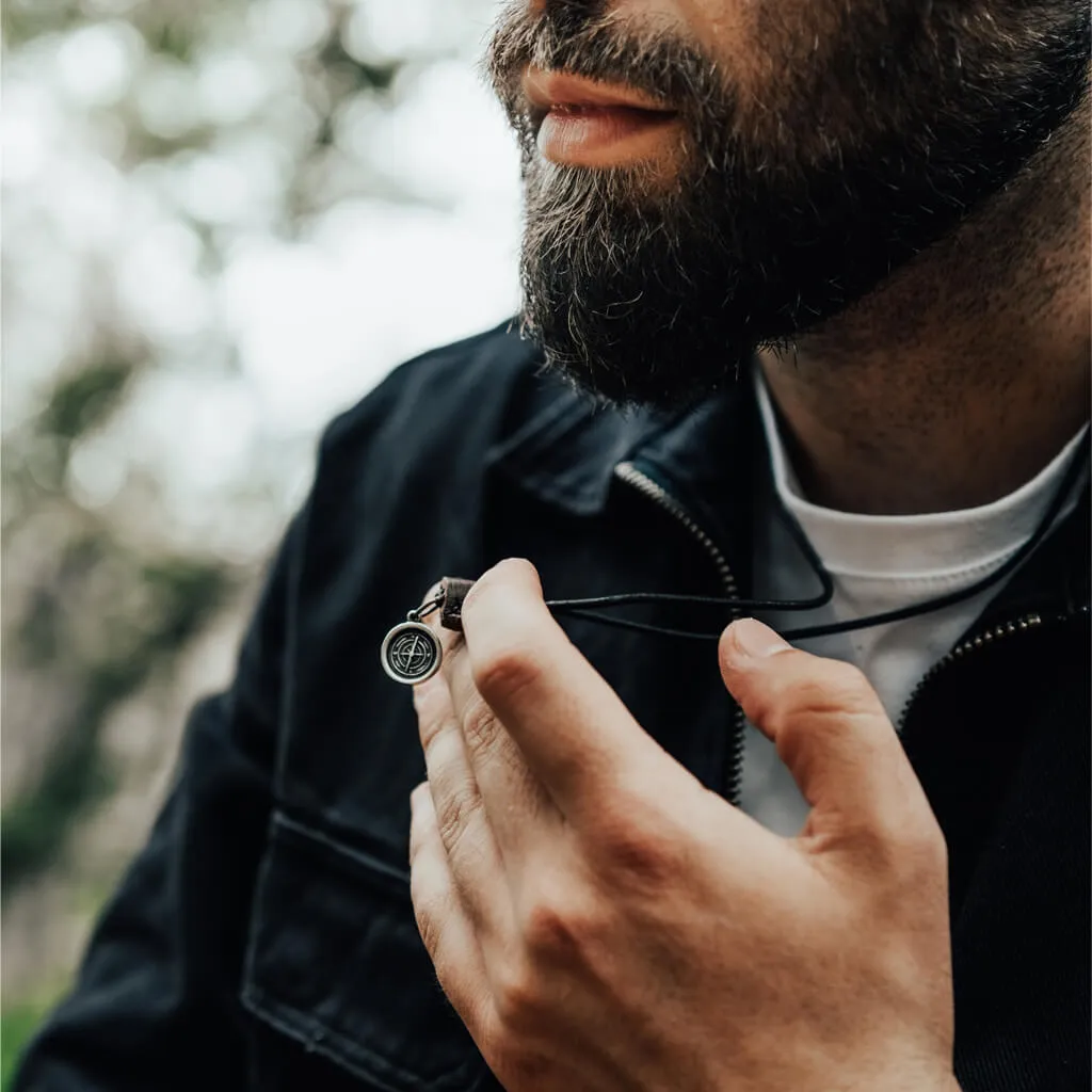 go your own way // men's rugged distressed leather necklace with compass