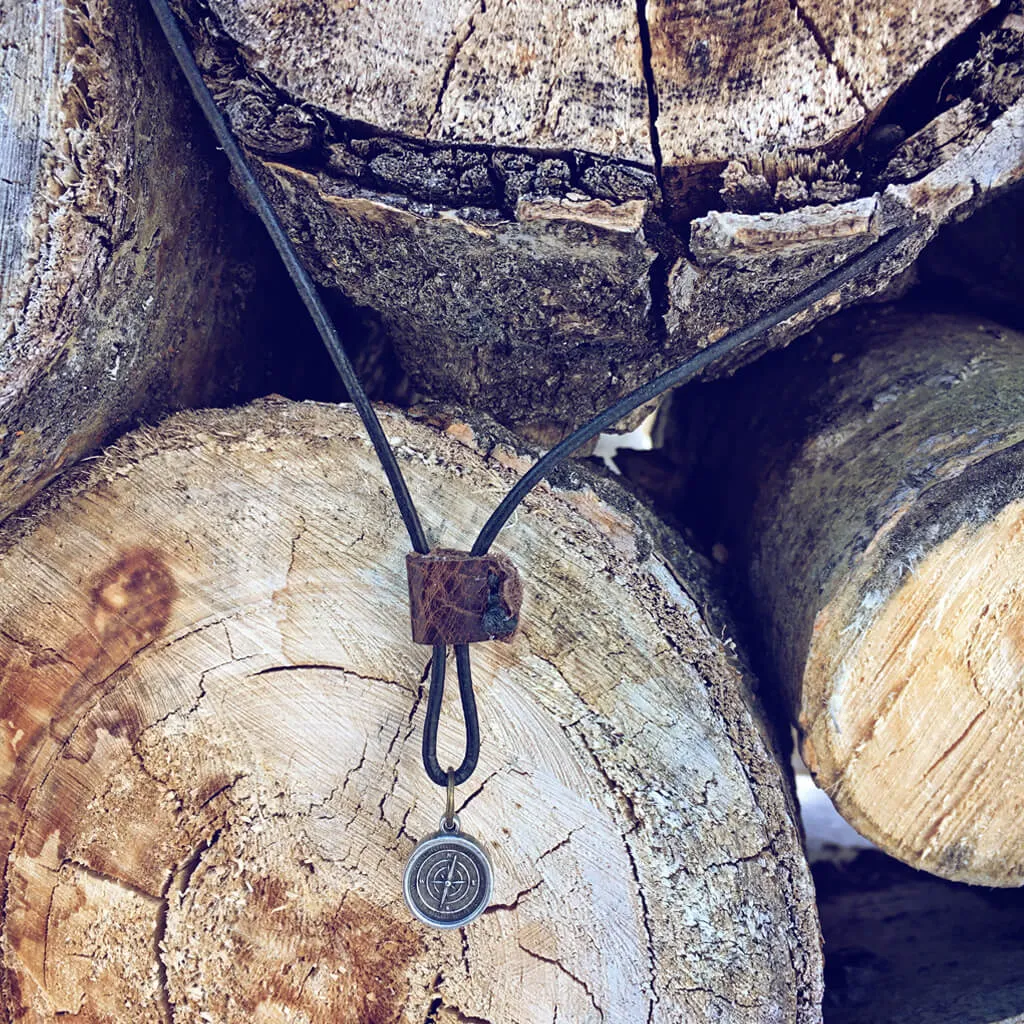 go your own way // men's rugged distressed leather necklace with compass