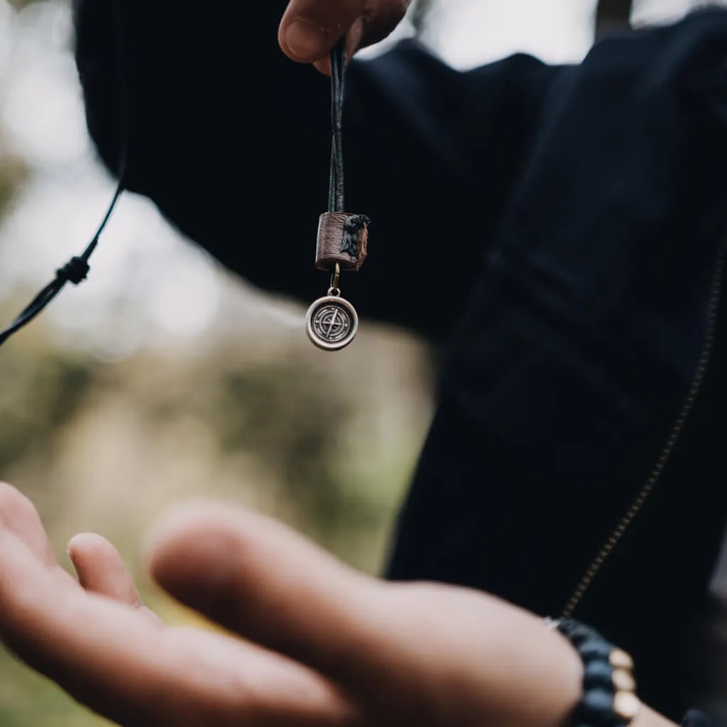 go your own way // men's rugged distressed leather necklace with compass