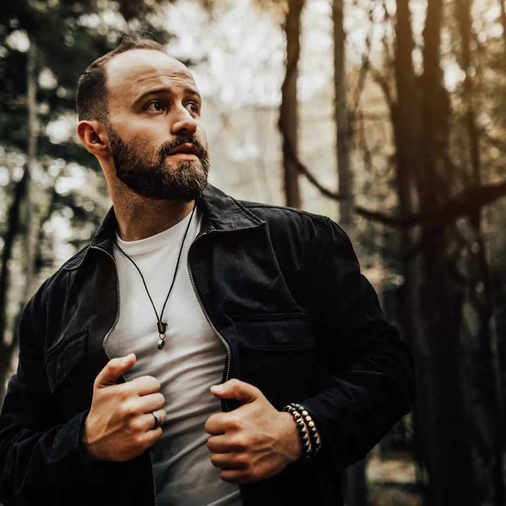 go your own way // men's rugged distressed leather necklace with compass