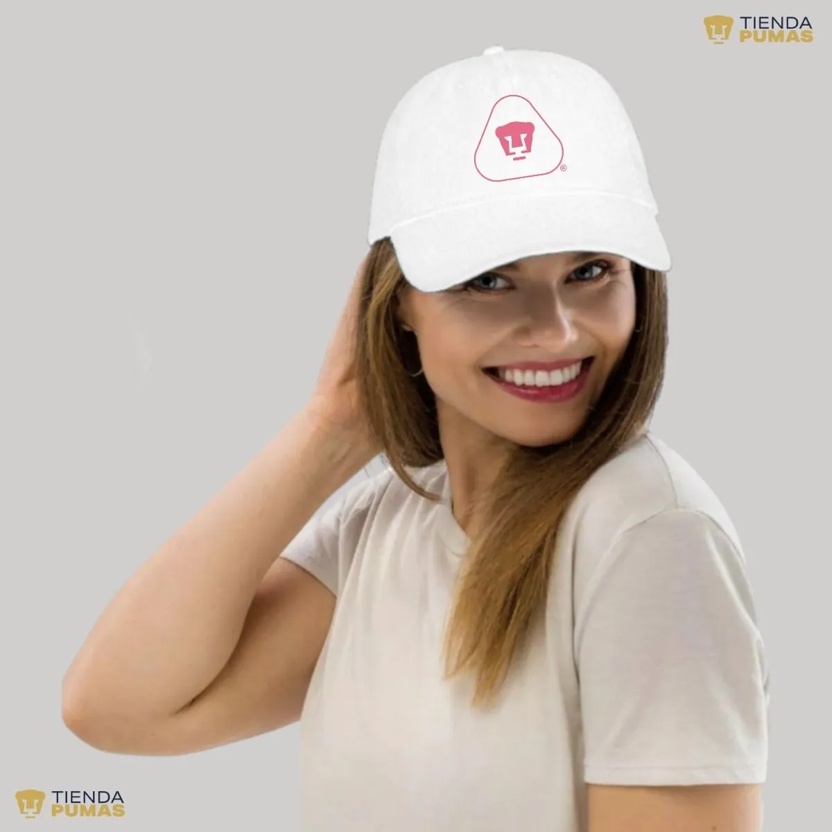 Gorra Pumas UNAM Hombre Mujer Ajustable Emblema Rosa 6 Vinil