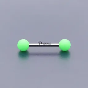 Green Solid Colour Acrylic Ball with Surgical Steel Tongue Barbell