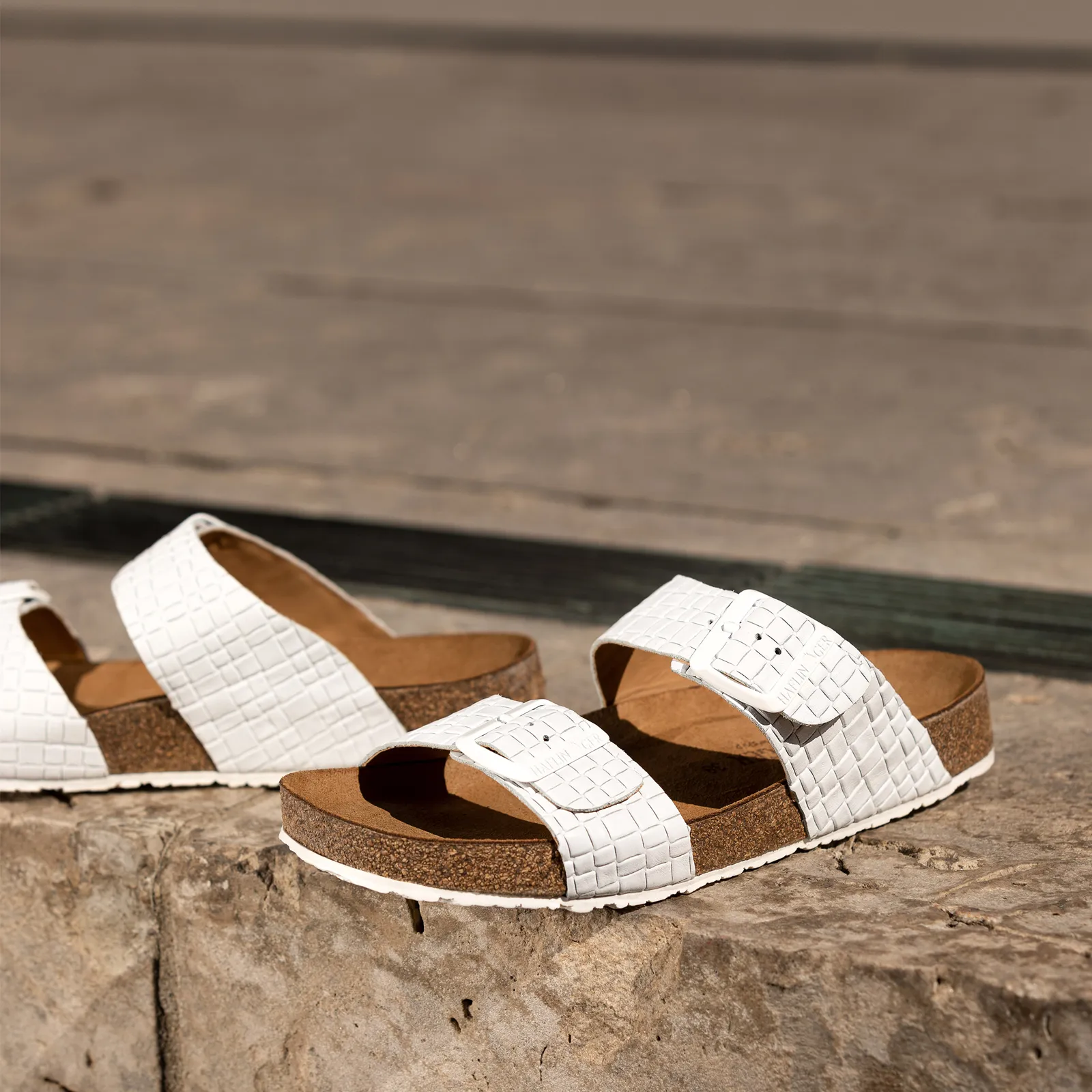 Haflinger Andrea Slide Sandal (Women) - Woven Blanco