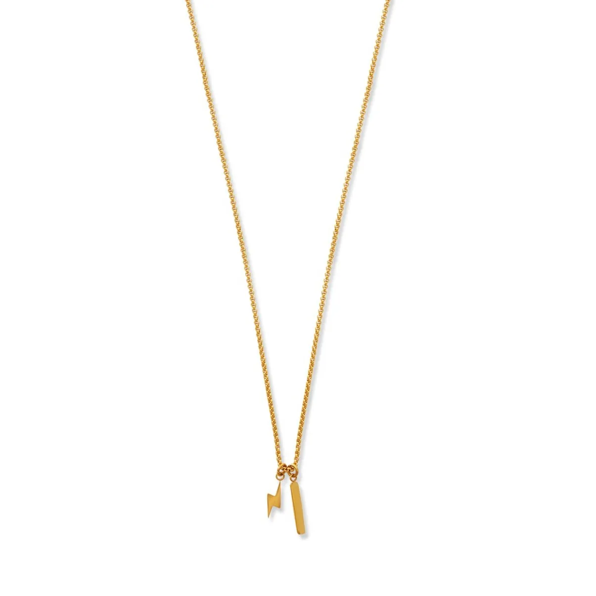 Lightning & Bar Cluster Necklace - Gold