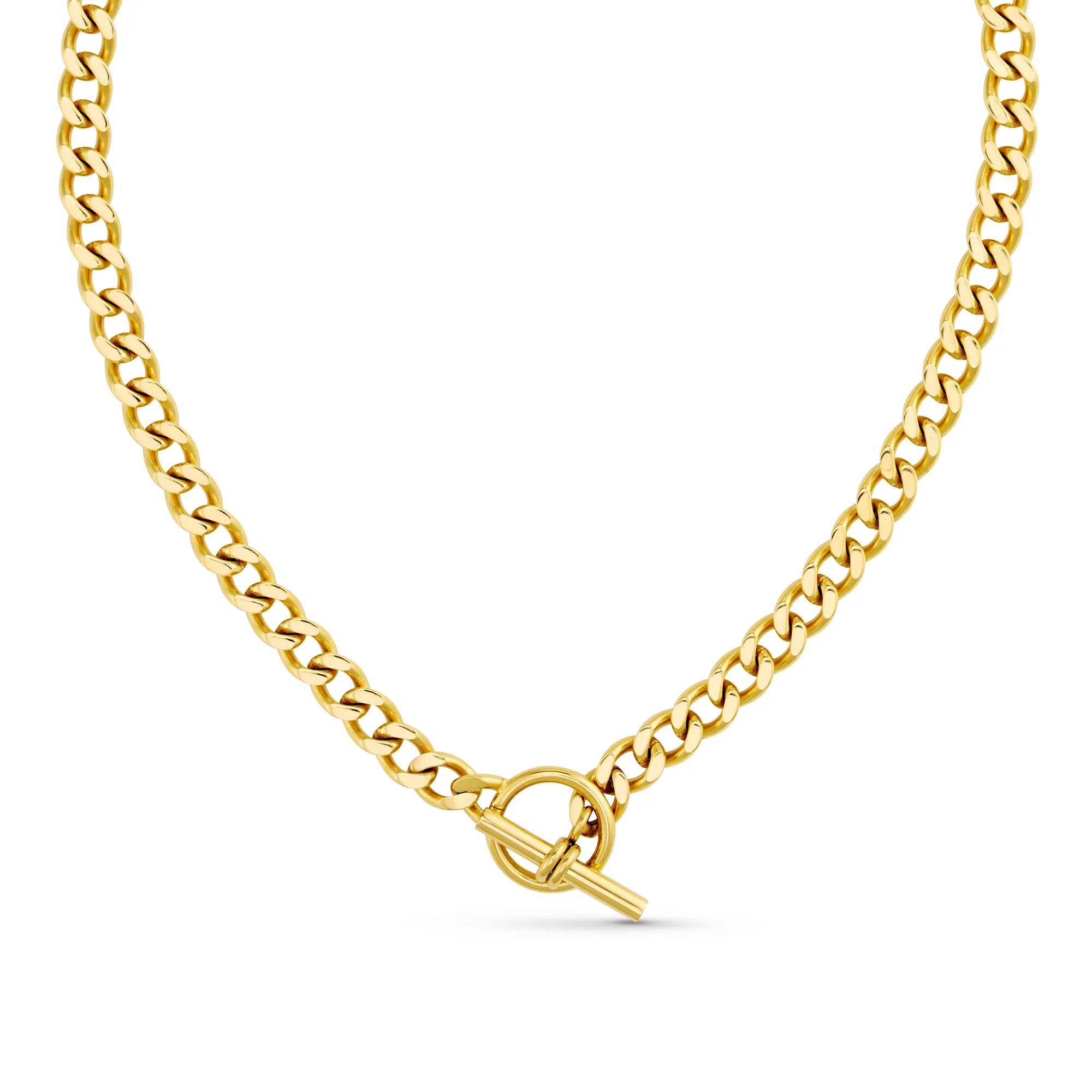 LUXE Flat Curb T-Bar Necklace - Gold