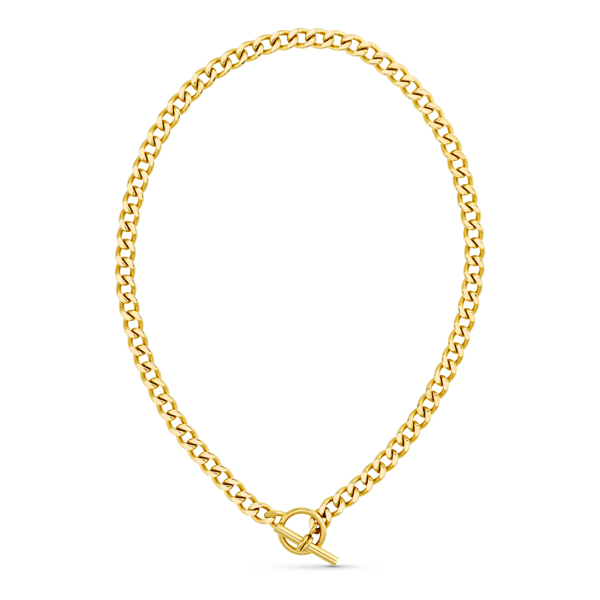 LUXE Flat Curb T-Bar Necklace - Gold