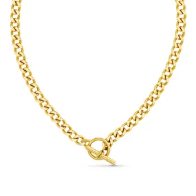 LUXE Flat Curb T-Bar Necklace - Gold