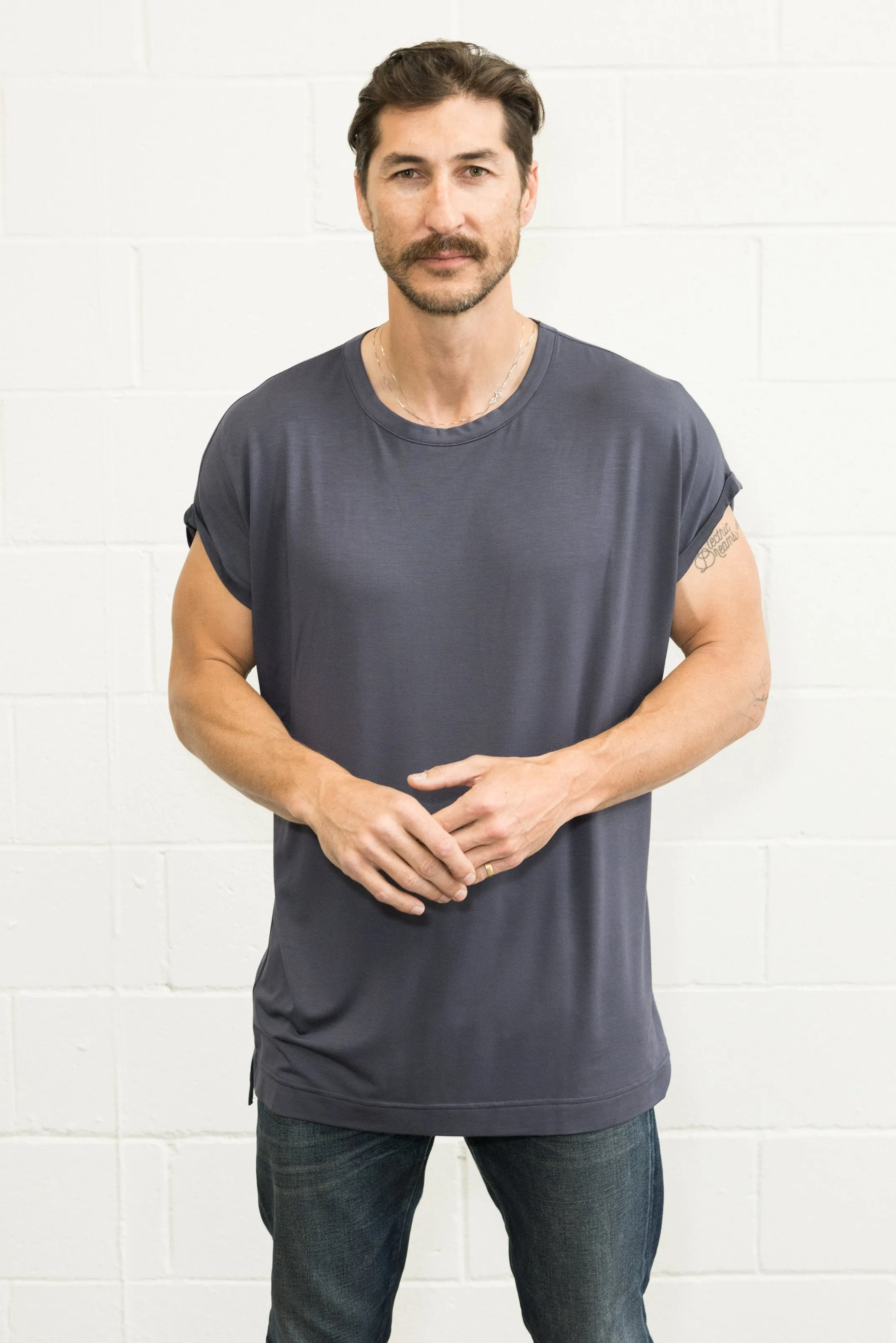 Men's Modal Hi-Lo Crew Neck Tee