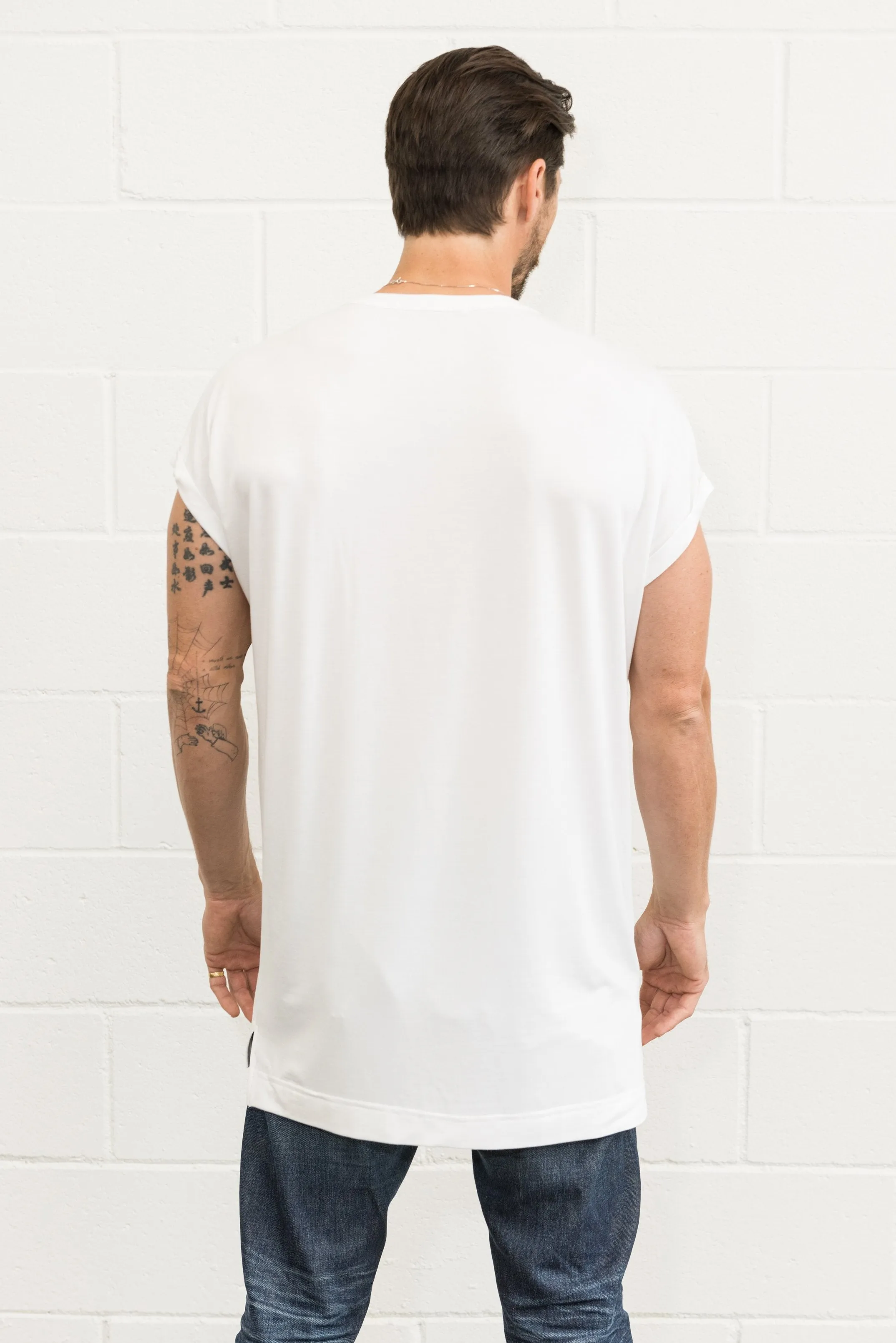 Men's Modal Hi-Lo Crew Neck Tee