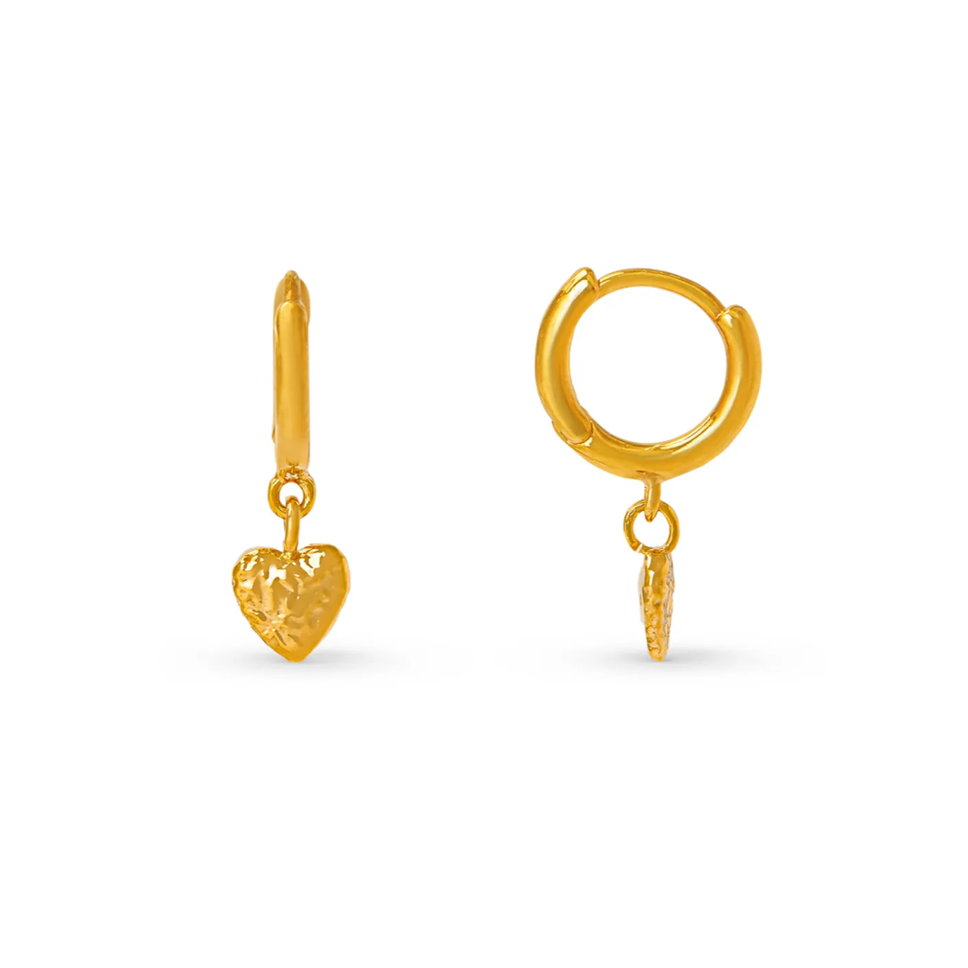 Molten Heart Drop Micro Hoop Earrings - Gold