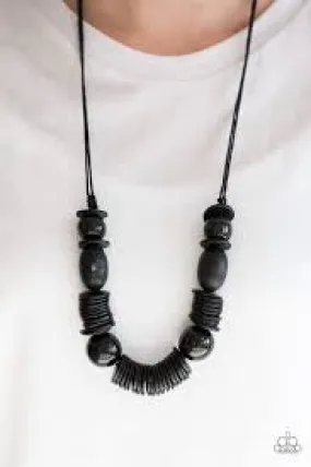 Paparazzi Accessories - You Better Belize #N280 Peg - Black Wood Necklace