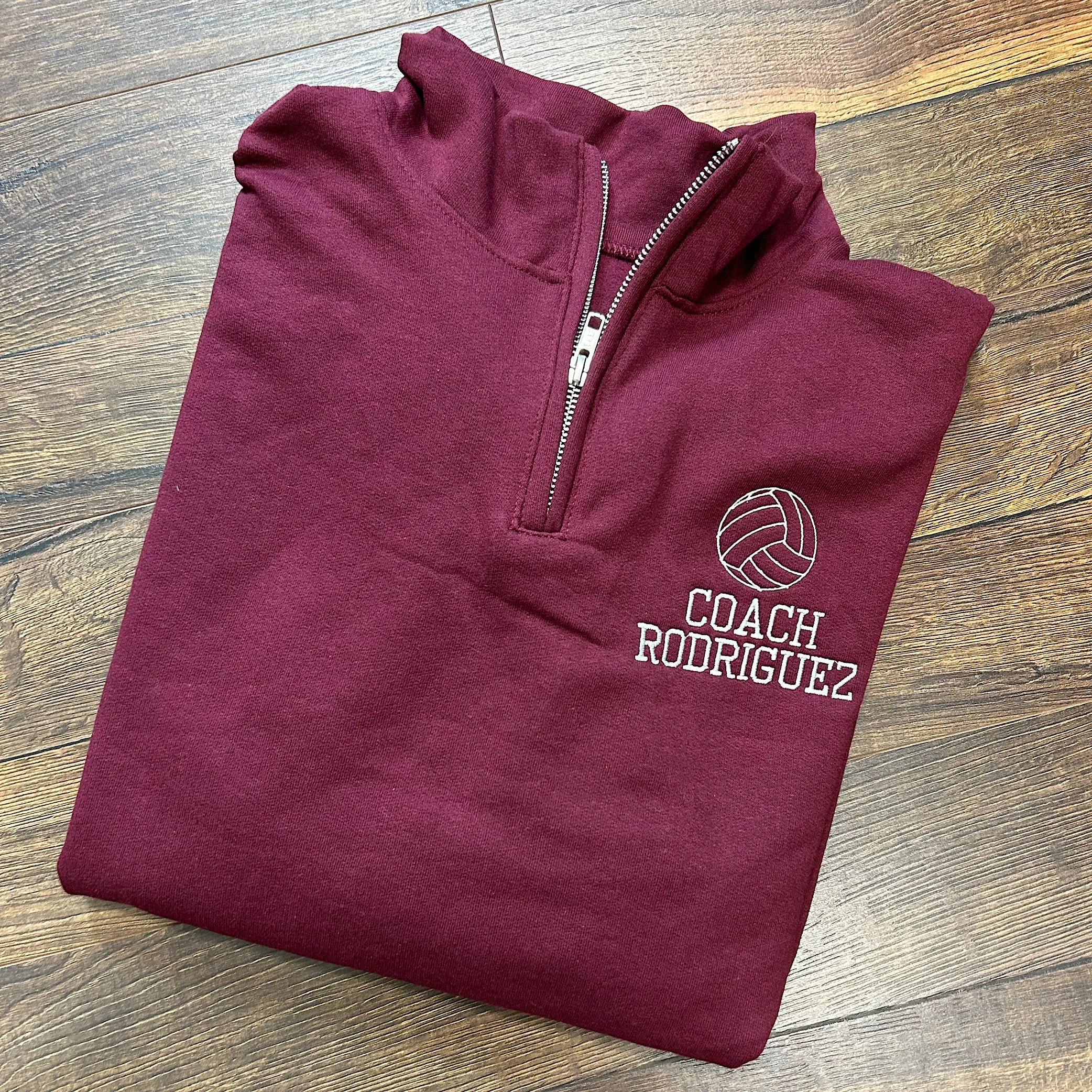 Personalized Volleyball Coach Quarter Zip Sweatshirt