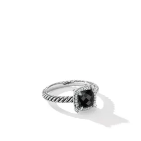 Petite Chatelaine Pavé Bezel Ring with Black Onyx and Diamonds