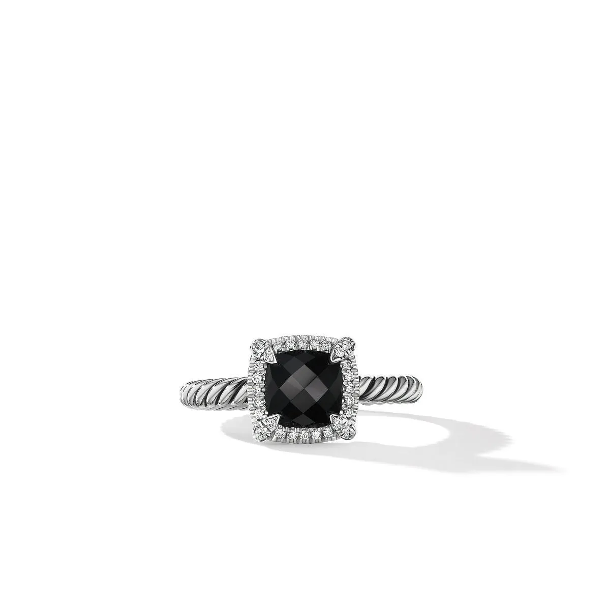 Petite Chatelaine Pavé Bezel Ring with Black Onyx and Diamonds