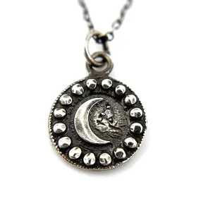 Petite MOON Necklace - Silver with White Sapphire