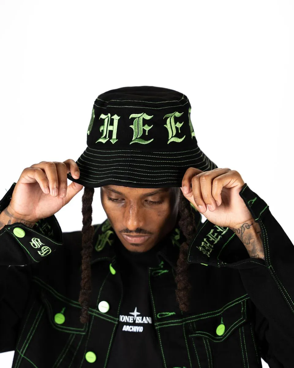 PHEELINGS DEFYING ODDS BUCKET HAT (JET BLACK/LIME GREEN)