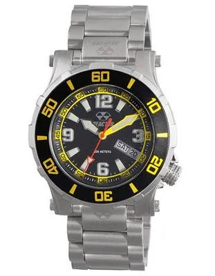 Reactor  Atlas Midsized Dive Watch - Black and Yellow - Stainless Steel Bracelet