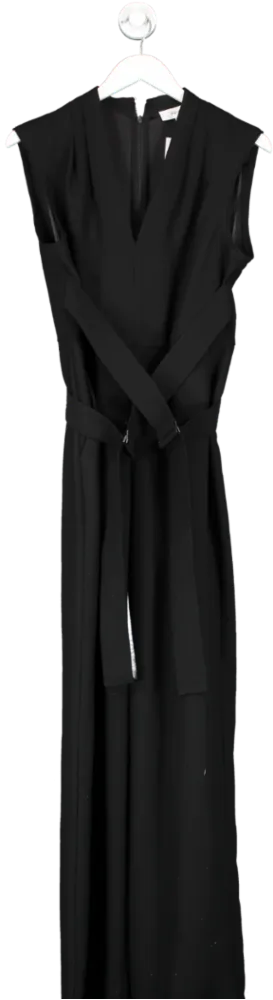 REISS Black Riyo Fitted Belt Strap Jumpsuit UK 12