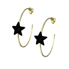 Sheila Fajl Ursa Star Hoops in Black Resin and Gold Plated