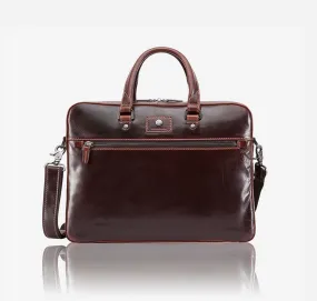 Slim Zip Top Briefcase, Tobacco