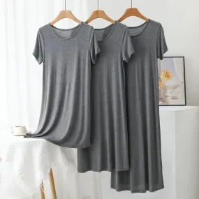 Solid color Modal Casual Tshirt Dress short sleeves Length 83 to 113cm Summer women's slipdress O-Neck Bottoming Dresses