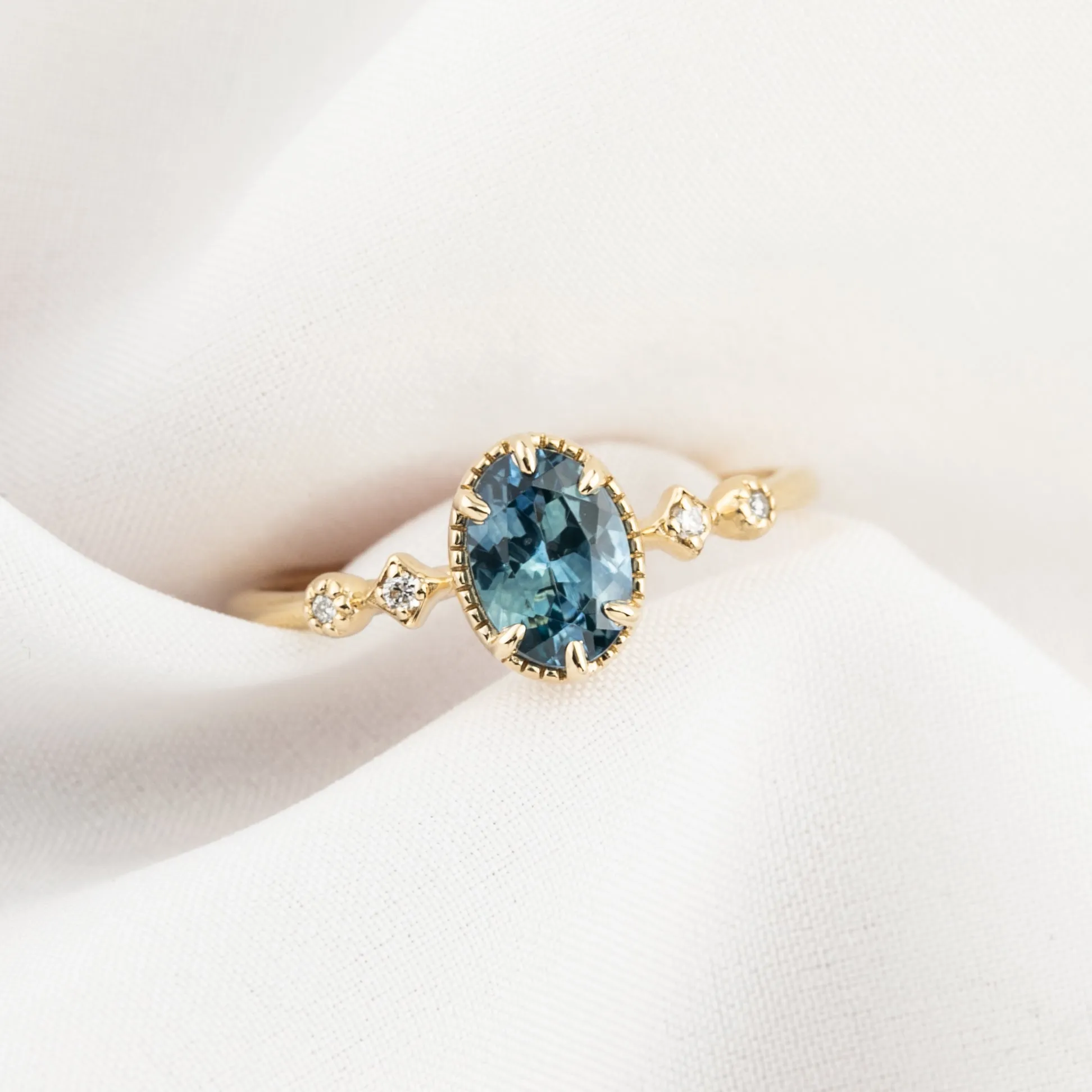 Stella Ring 1.02ct Blue Green Montana Sapphire Ring (One of a kind)