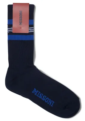 Striped Rib Socks Navy