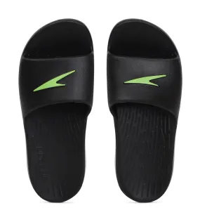 Unisex Junior's Single Colour Slides - Black & Atomic Lime