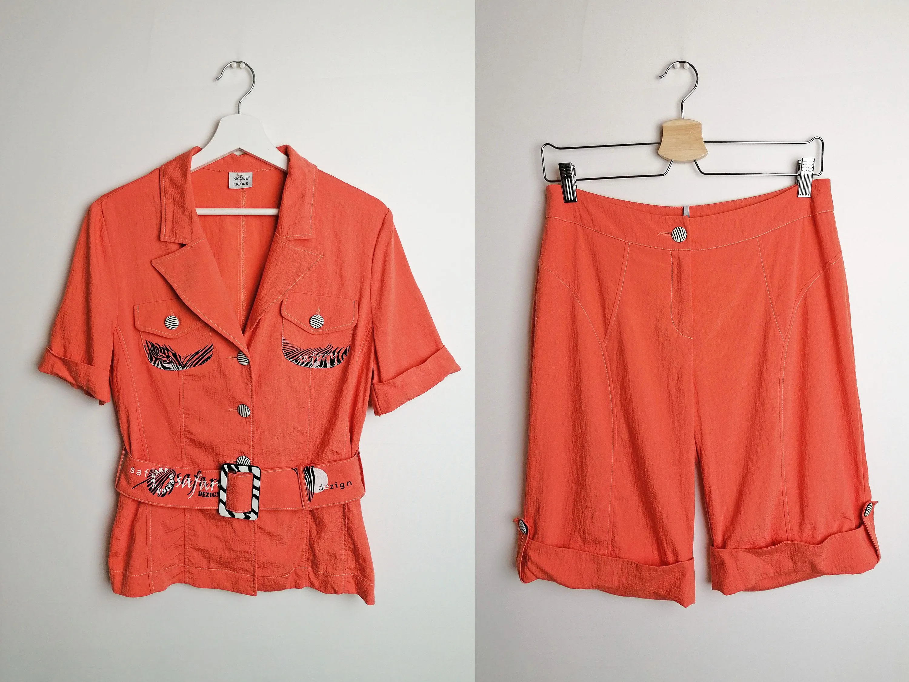 Vintage 80's 90's Safari Two-piece Set - size S-M