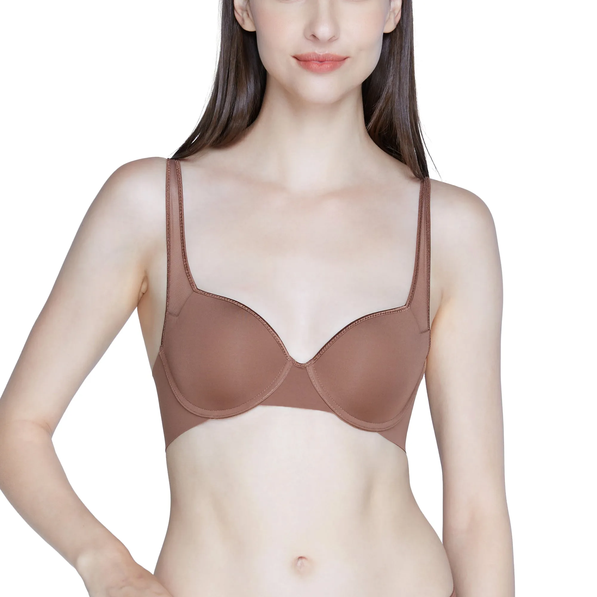 Wacoal Push Up Bra บรามีโครง เสริมฟองน้ำบาง 8 มม. (บราและกางเกงใน) รุ่น WB5P03 MU5P03 สีน้ำตาล (BR)