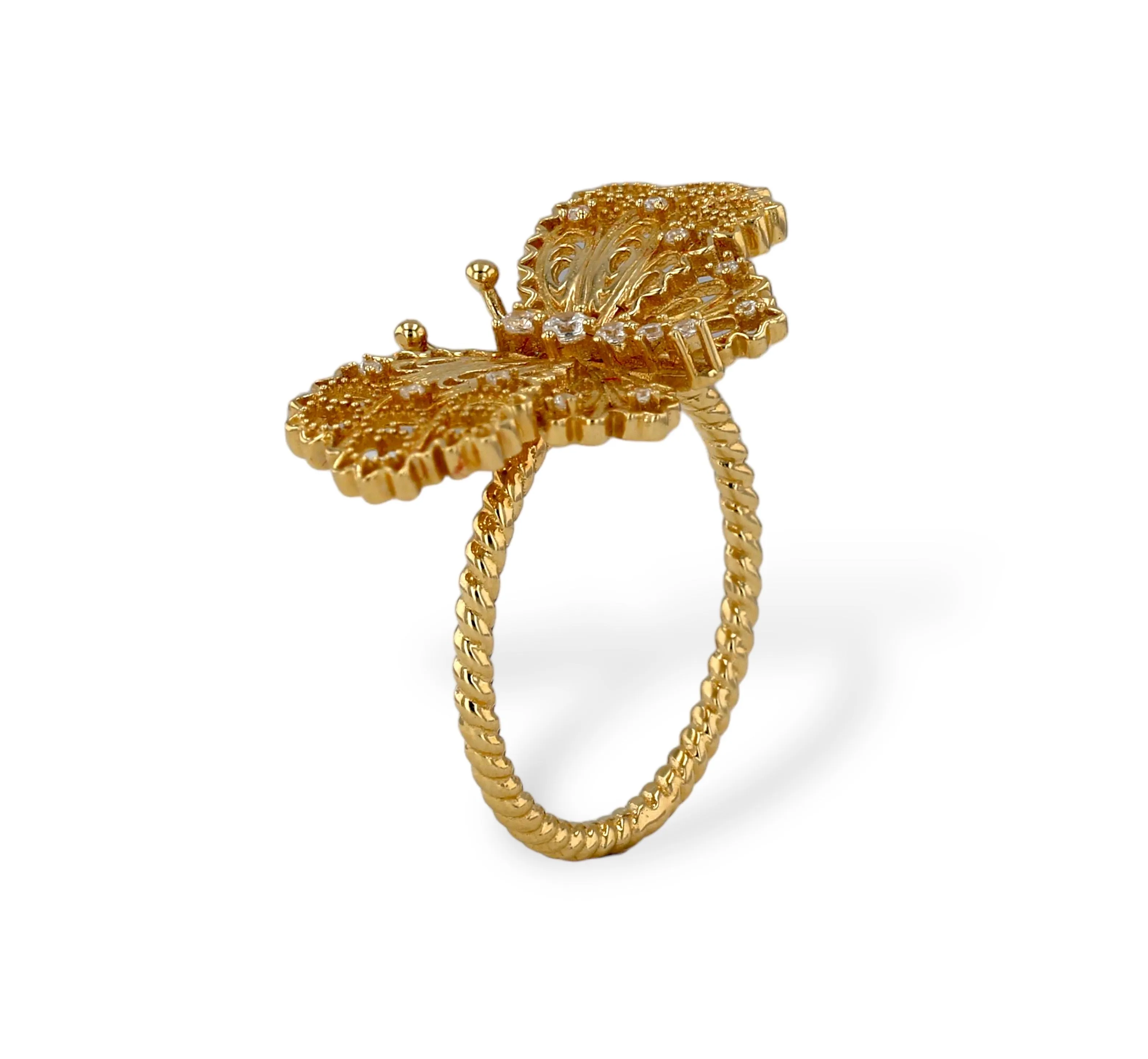 Yellow 14k gold butterfly ring